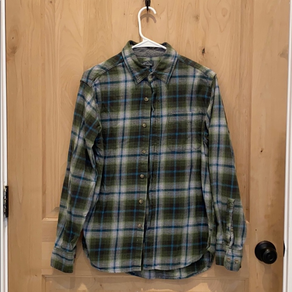 Green & blue Eddie Bauer flannel button down
